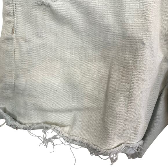 American Eagle Hi Rise Shortie Distressed Light Blue Wash Raw Hem Shorts sz 00 - Picture 5 of 16